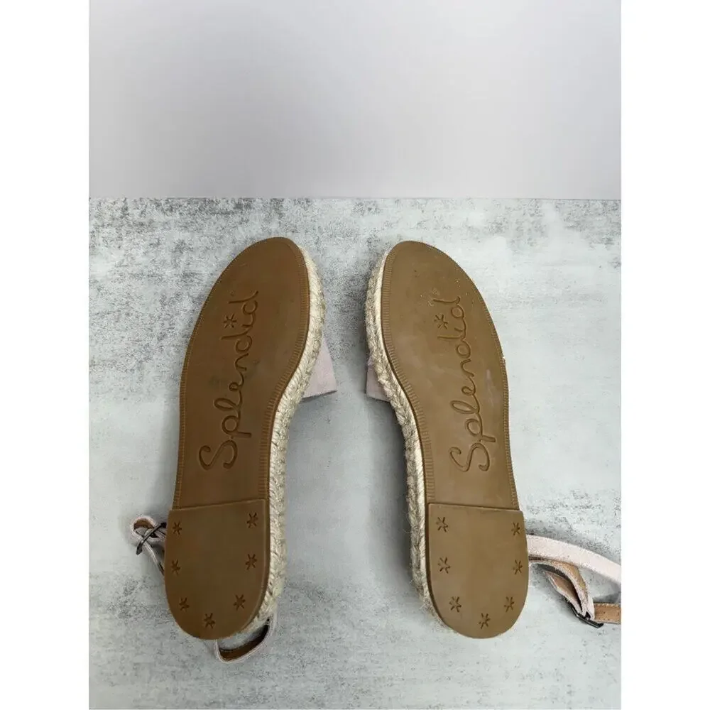Splendid Espadrille Size 6 Pink‎ Leather Suede Ankle Strap Padded Round Toe Shoe